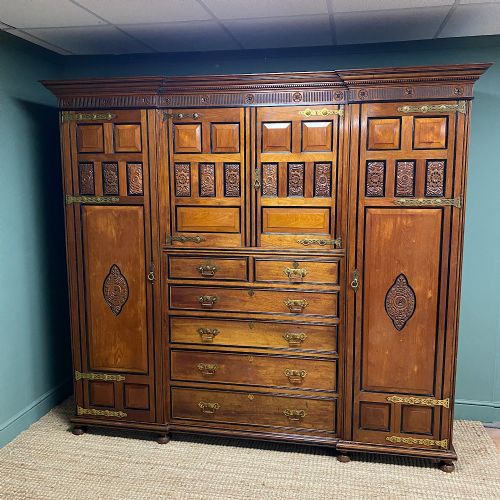 HUGE WALNUT ANTIQUE VICTORIAN WARDROBE BY ROBSON SONS - ADDITIONAL PHOTO 1