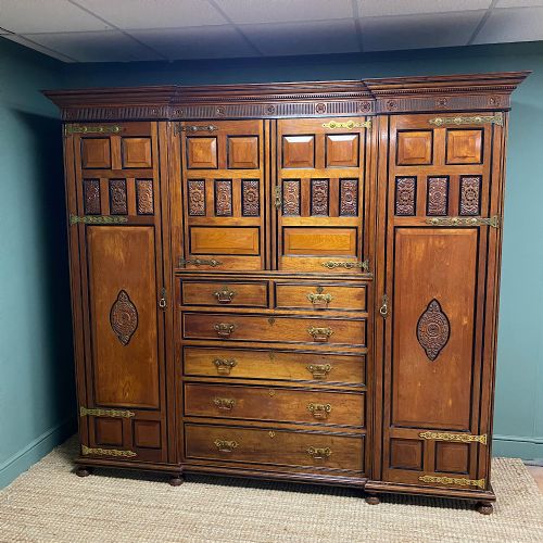 HUGE WALNUT ANTIQUE VICTORIAN WARDROBE BY ROBSON SONS - ADDITIONAL PHOTO 4