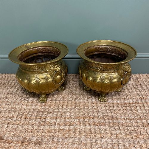 unusual pair of antique brass jardinieres - CATEGORY: ANTIQUE METAL - DATED 1900