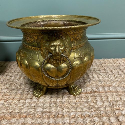 UNUSUAL PAIR OF ANTIQUE BRASS JARDINIERES - ADDITIONAL PHOTO 3