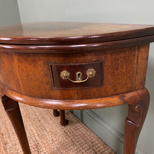 PERIOD MAHOGANY DEMI LUNE ANTIQUE GEORGIAN TEA TABLE - ADDITIONAL PHOTO 5