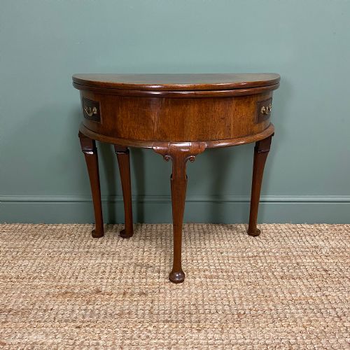 PERIOD MAHOGANY DEMI LUNE ANTIQUE GEORGIAN TEA TABLE - ADDITIONAL PHOTO 2