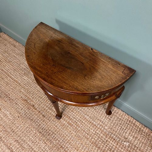 PERIOD MAHOGANY DEMI LUNE ANTIQUE GEORGIAN TEA TABLE - ADDITIONAL PHOTO 5