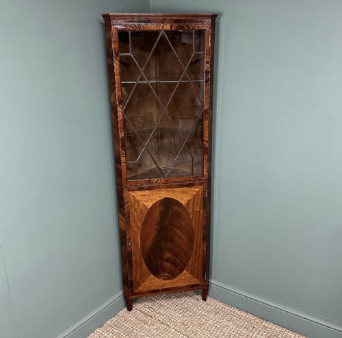 spectacular antique inlaid edwardian corner cabinet - CATEGORY: ANTIQUE CABINETS - DATED EDWARDIAN