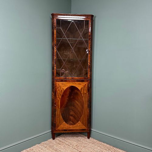 SPECTACULAR ANTIQUE INLAID EDWARDIAN CORNER CABINET - ADDITIONAL PHOTO 8