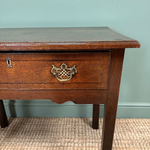 GEORGIAN OAK CROSS BANDED ANTIQUE LOW BOY SIDE TABLE - ADDITIONAL PHOTO 2