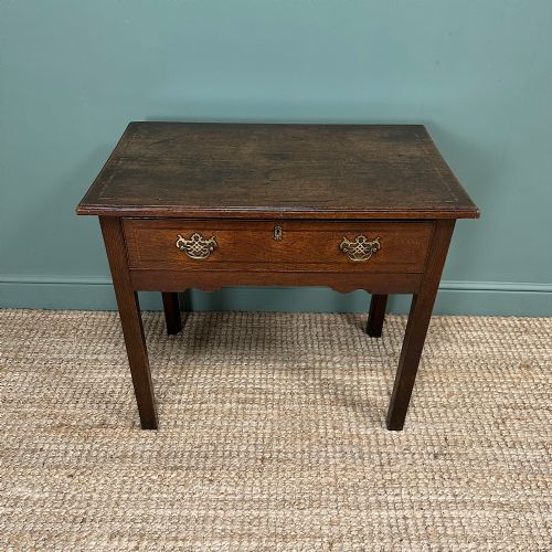 GEORGIAN OAK CROSS BANDED ANTIQUE LOW BOY SIDE TABLE - ADDITIONAL PHOTO 3
