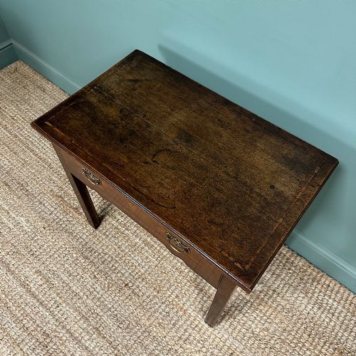 GEORGIAN OAK CROSS BANDED ANTIQUE LOW BOY SIDE TABLE - ADDITIONAL PHOTO 4