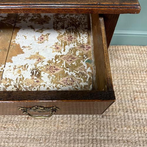 GEORGIAN OAK CROSS BANDED ANTIQUE LOW BOY SIDE TABLE - ADDITIONAL PHOTO 6