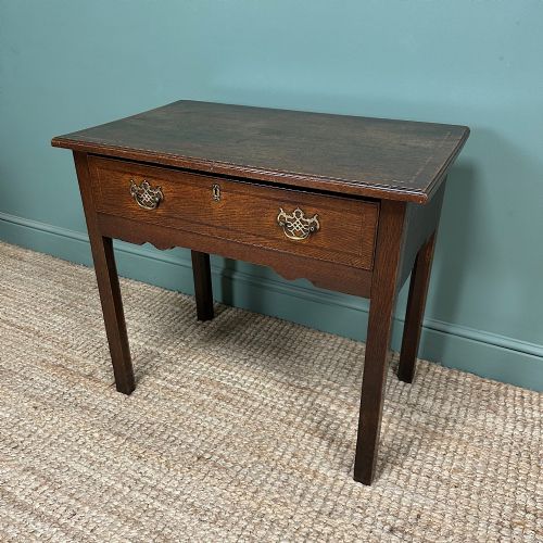 GEORGIAN OAK CROSS BANDED ANTIQUE LOW BOY SIDE TABLE - ADDITIONAL PHOTO 7