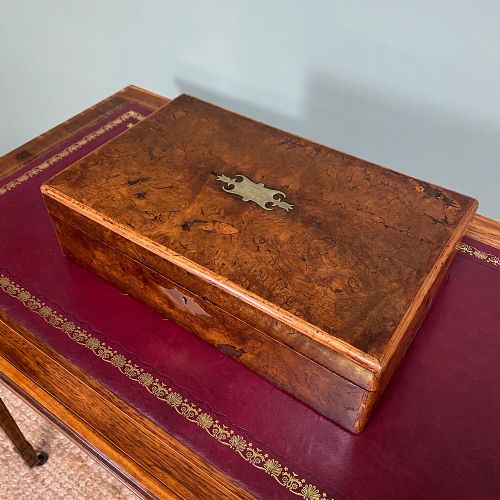 RARE 19TH CENTURY POLLARD OAK ANTIQUE WRITING SLOPE - ADDITIONAL PHOTO 7