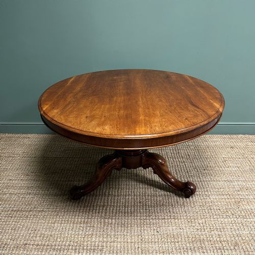 BEAUTIFULLY FIGURED MAHOGANY CIRCULAR ANTIQUE DINING TABLE - ADDITIONAL PHOTO 1