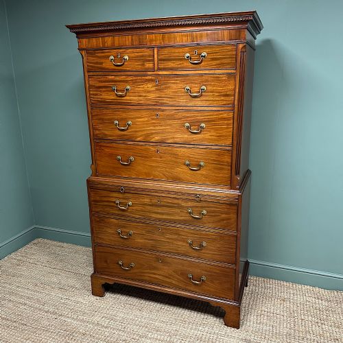 SPECTACULAR MAHOGANY ANTIQUE GEORGIAN CHEST ON CHEST TALL BOY - ADDITIONAL PHOTO 4