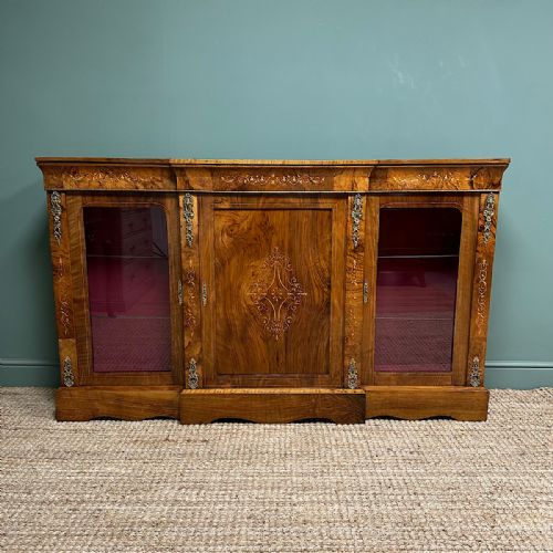 sensational figured victorian walnut antique credenza - CATEGORY: ANTIQUE SIDEBOARDS - DATED VICTORIAN