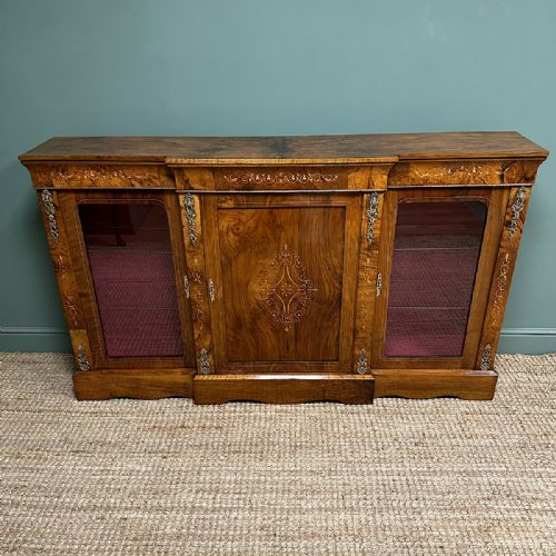 SENSATIONAL FIGURED VICTORIAN WALNUT ANTIQUE CREDENZA - ADDITIONAL PHOTO 1