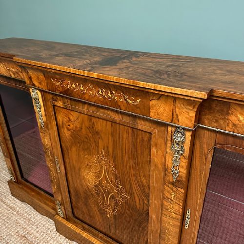 SENSATIONAL FIGURED VICTORIAN WALNUT ANTIQUE CREDENZA - ADDITIONAL PHOTO 2