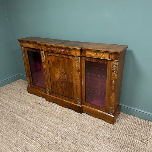 SENSATIONAL FIGURED VICTORIAN WALNUT ANTIQUE CREDENZA - ADDITIONAL PHOTO 4