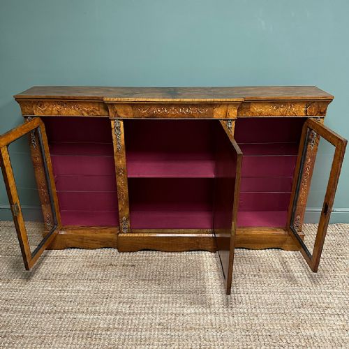 SENSATIONAL FIGURED VICTORIAN WALNUT ANTIQUE CREDENZA - ADDITIONAL PHOTO 8