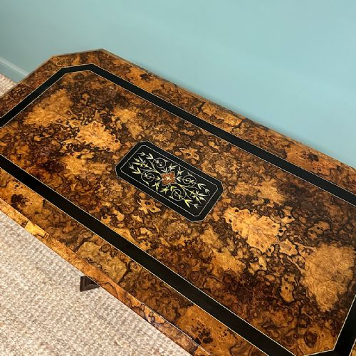 BEAUTIFULLY INLAID WALNUT ANTIQUE VICTORIAN CARD TABLE GAMES TABLE - ADDITIONAL PHOTO 2