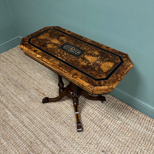 BEAUTIFULLY INLAID WALNUT ANTIQUE VICTORIAN CARD TABLE GAMES TABLE - ADDITIONAL PHOTO 3