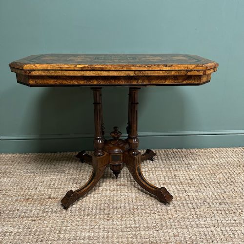 BEAUTIFULLY INLAID WALNUT ANTIQUE VICTORIAN CARD TABLE GAMES TABLE - ADDITIONAL PHOTO 4