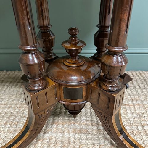 BEAUTIFULLY INLAID WALNUT ANTIQUE VICTORIAN CARD TABLE GAMES TABLE - ADDITIONAL PHOTO 6