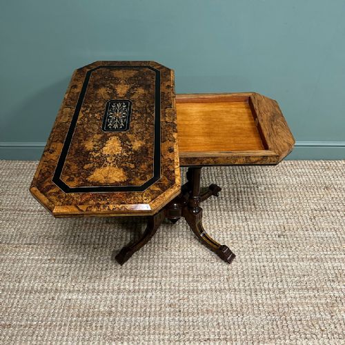 BEAUTIFULLY INLAID WALNUT ANTIQUE VICTORIAN CARD TABLE GAMES TABLE - ADDITIONAL PHOTO 8