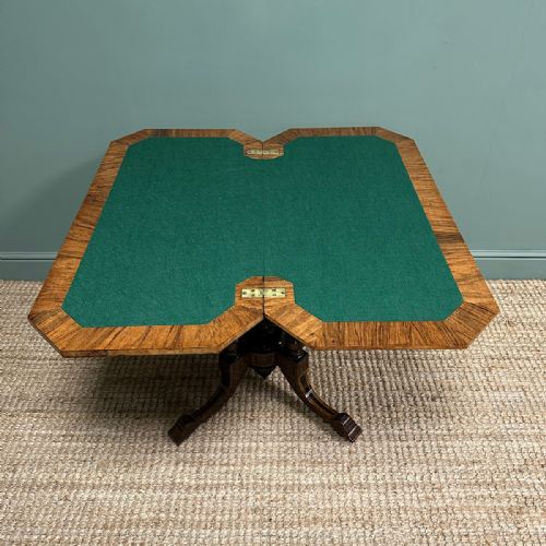 BEAUTIFULLY INLAID WALNUT ANTIQUE VICTORIAN CARD TABLE GAMES TABLE - ADDITIONAL PHOTO 9