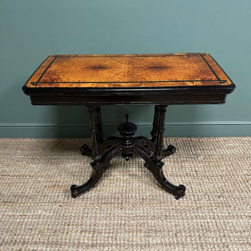 spectacular amboyna antique card table - CATEGORY: ANTIQUE TABLES - DATED 19TH CENTURY
