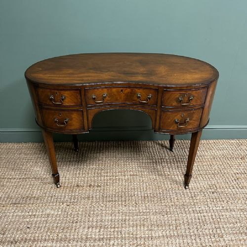 BEAUTIFUL EDWARDIAN ANTIQUE KIDNEY SHAPED WRITING DESK - ADDITIONAL PHOTO 1