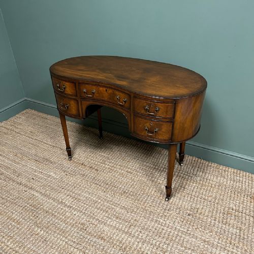 BEAUTIFUL EDWARDIAN ANTIQUE KIDNEY SHAPED WRITING DESK - ADDITIONAL PHOTO 3