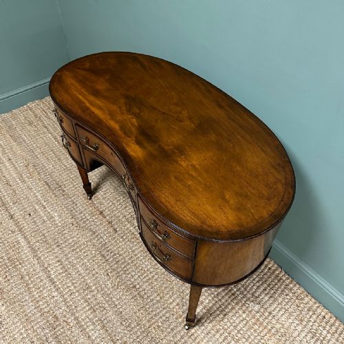 BEAUTIFUL EDWARDIAN ANTIQUE KIDNEY SHAPED WRITING DESK - ADDITIONAL PHOTO 4