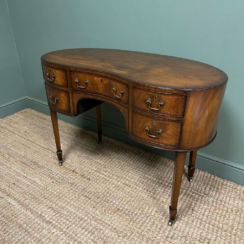 BEAUTIFUL EDWARDIAN ANTIQUE KIDNEY SHAPED WRITING DESK - ADDITIONAL PHOTO 8
