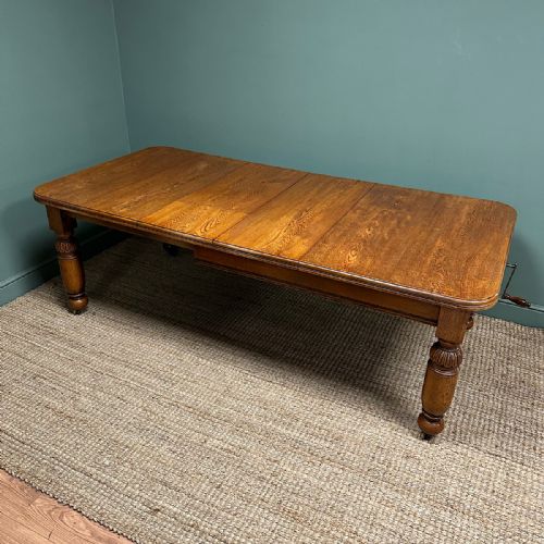 LARGE VICTORIAN WIND OUT EXTENDING ANTIQUE OAK DINING TABLE - ADDITIONAL PHOTO 4