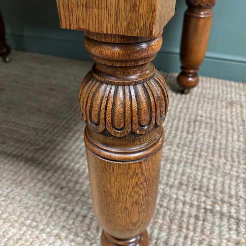 LARGE VICTORIAN WIND OUT EXTENDING ANTIQUE OAK DINING TABLE - ADDITIONAL PHOTO 5