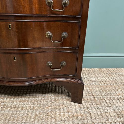 STUNNING SMALL ANTIQUE EDWARDIAN SERPENTINE CHEST OF DRAWERS - ADDITIONAL PHOTO 1