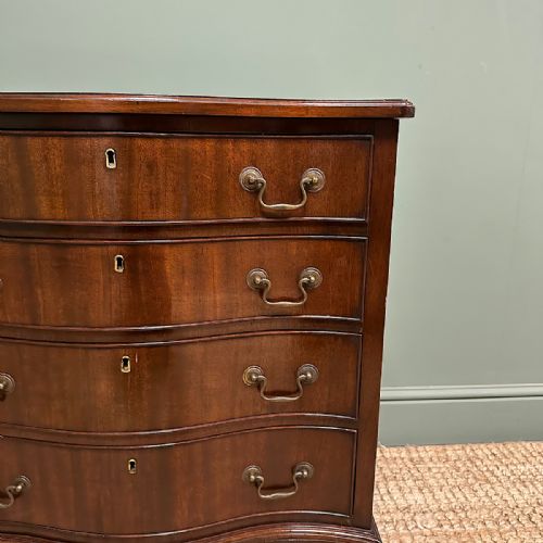 STUNNING SMALL ANTIQUE EDWARDIAN SERPENTINE CHEST OF DRAWERS - ADDITIONAL PHOTO 2