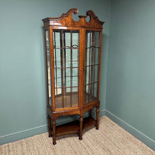 spectacular walnut antique victorian display cabinet - CATEGORY: ANTIQUE CABINETS - DATED VICTORIAN