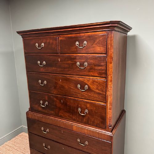 GEORGIAN MAHOGANY CHEST ON CHEST ANTIQUE TALL BOY - ADDITIONAL PHOTO 4