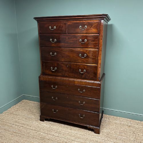 GEORGIAN MAHOGANY CHEST ON CHEST ANTIQUE TALL BOY - ADDITIONAL PHOTO 6