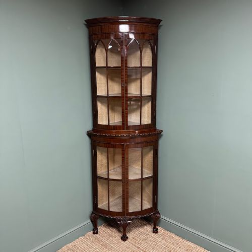 beautiful edwardian mahogany antique bow fronted corner cabinet - CATEGORY: ANTIQUE CABINETS - DATED EDWARDIAN