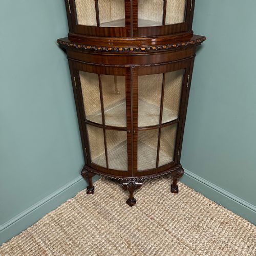 BEAUTIFUL EDWARDIAN MAHOGANY ANTIQUE BOW FRONTED CORNER CABINET - ADDITIONAL PHOTO 1