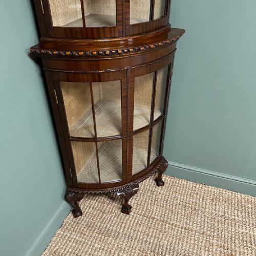 BEAUTIFUL EDWARDIAN MAHOGANY ANTIQUE BOW FRONTED CORNER CABINET - ADDITIONAL PHOTO 2