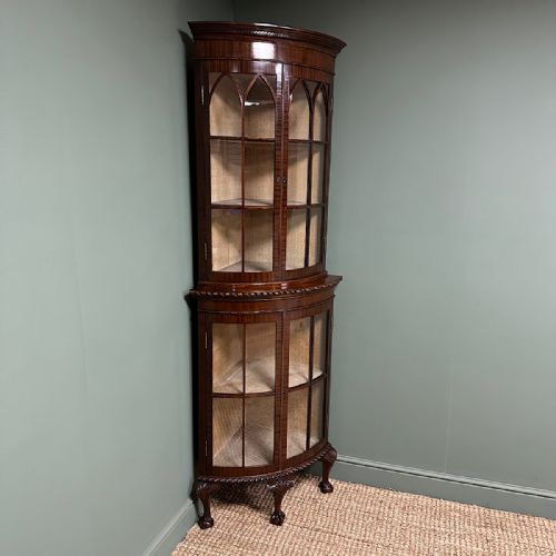 BEAUTIFUL EDWARDIAN MAHOGANY ANTIQUE BOW FRONTED CORNER CABINET - ADDITIONAL PHOTO 6