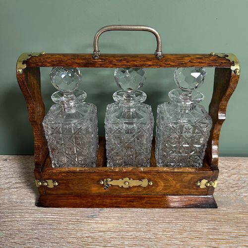 QUALITY VICTORIAN OAK ANTIQUE TANTALUS - ADDITIONAL PHOTO 3