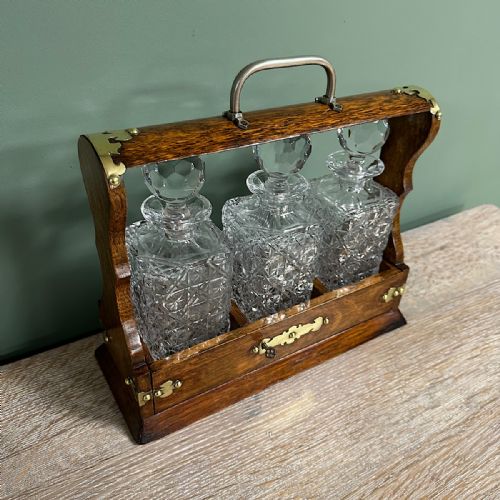 QUALITY VICTORIAN OAK ANTIQUE TANTALUS - ADDITIONAL PHOTO 4