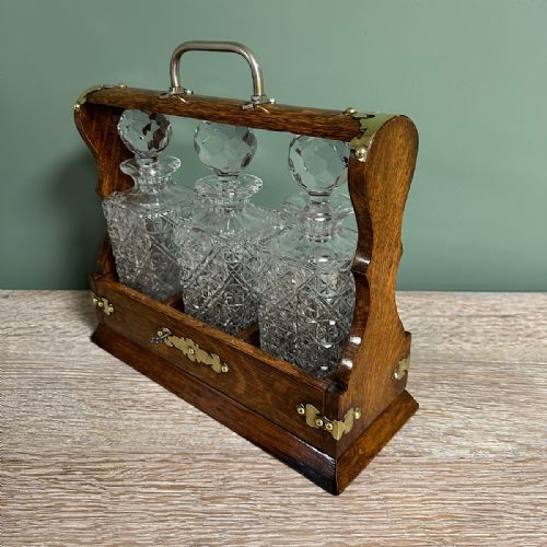 QUALITY VICTORIAN OAK ANTIQUE TANTALUS - ADDITIONAL PHOTO 5