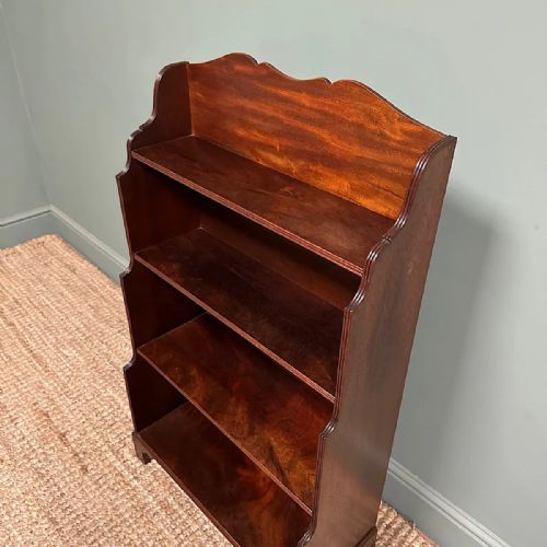 QUALITY SMALL MAHOGANY ANTIQUE WATERFALL BOOKCASE - ADDITIONAL PHOTO 3