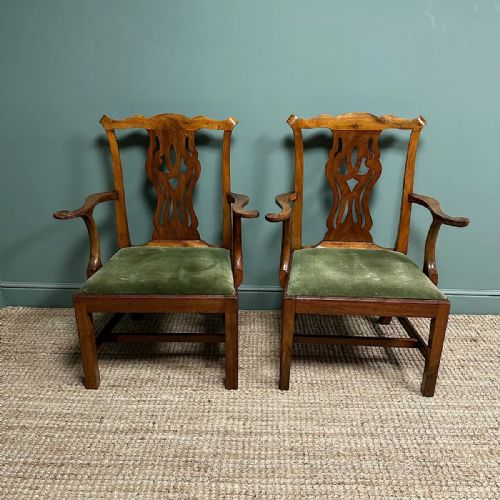 quality pair of antique georgian carver arm chairs - CATEGORY: ANTIQUE CHAIRS - DATED GEORGIAN
