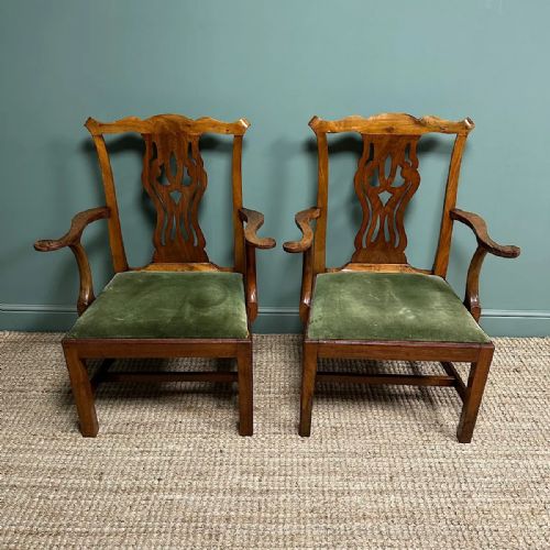 QUALITY PAIR OF ANTIQUE GEORGIAN CARVER ARM CHAIRS - ADDITIONAL PHOTO 2